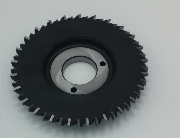 Side milling cutter Ø 165x15,5 with 50 carbide tipped inserts for brass